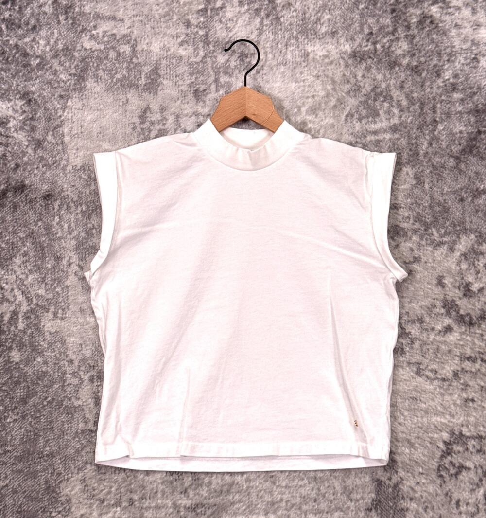 Anine Bing Caspen Tee Shirt XS Womens White Boxy Structured Oversized